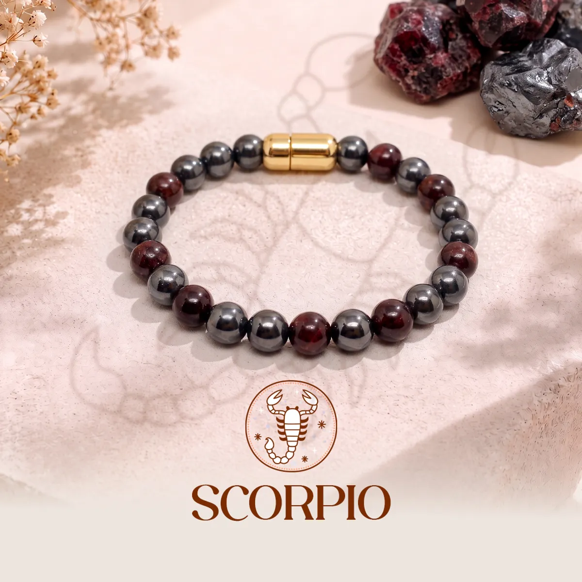 Scorpio Crystal Bracelet with FREE Raw Selenite Charging Plate
